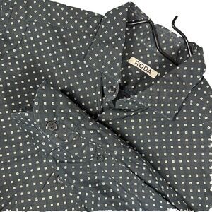 RODA Mens Green Geometric print  Cotton Long Sleeve‎ Dress Shirt 15 3/4 -40